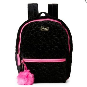 Luv Betsey Johnson Keegs Star Quilted Velour Backpack, Black